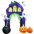 DOOSL Arche de Château Gonflable d'Halloween 9 Pieds Haut avec Lumières LED Citrouilles Fantômes Décorations Fête Jardin Maison