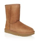 Bottes - UGG - Classic Short II - Cuir Marron - Talon Plat - Résistantes à l'eau