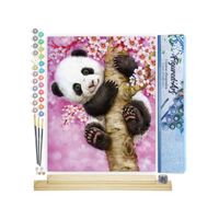Figured'Art Peinture par Numéro Adulte Bébé Panda - Kit de Loisir Créatif DIY Numéro d'Art - 40x50cm avec châssis en bois à monter