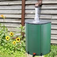 Réservoir d'eau de pluie pliable 250 L - Vert - 60x88 cm - Tissu maillé en PVC 500D et tige de support en PVC