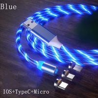1M chargeur magnétique câble coulant lumière LED Micro USB type c câble de charge pour iPhone Samsun IOS Type-c Micro