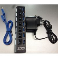 7-Port Hub USB 3.0 High Speed Ports Pour Ordinateur, Pc, Tablette (Noir)