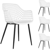 Lot de 4 chaises LUCIA - IDIMEX - Design rétro - Accoudoirs - Blanc - Métal