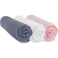 Draps housse coton 60x120 - EASY DORT - Lot de 3 - Gris rose blanc - Jersey extensible - Oekotex