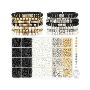 Lot de 5 bagues perles et lune doré brossé