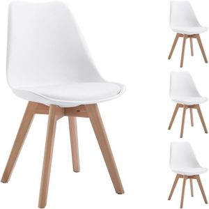 WV LeisureMaster Lot de 4 chaises de salle à manger Eiffel Dining Bedroom Kitchen en plastique rétro et pieds en bois 