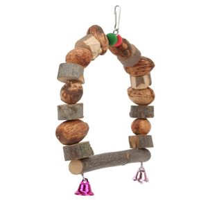 BALANÇOIRE Drfeify jouets de cage de perroquet Perroquet balançoire jouets multi-usages en bois naturel oiseau à mâcher balançoire jouet