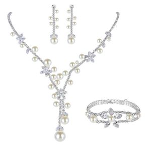 EVER FAITH/® Cristal Autrichien Perle Artificielle Blanc Parures Bijoux Transparent El/égant