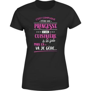 T-SHIRT tee shirt femme humour | Cadeau imprimé en France | 100% coton, 185gr |  princesse et cuisinière