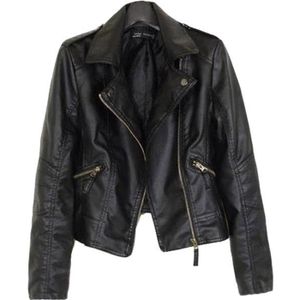 BLOUSON Femme Perfecto Courte Simili Cuir Veste Col À Reve