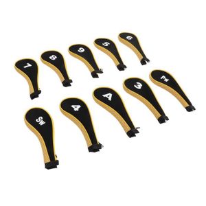 CAPUCHON - COUVRE CLUB Qqmora Couverture de tête de fer de 10 Pcs Iron Head Cover Set avec fermeture éclair Club Headcovers Convient à sport Jaune