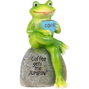 OBJET DÉCORATIF Yardwe Figurine grenouille avec café et grenouille