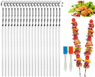 HONSHEN Lot de 12 brochettes en acier inoxydable de 20,3 cm, brochettes
