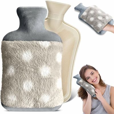 HAOCEE Bouillotte Eau Chaude 2L Rose – Peluche Douce Avec Poche Kangourou Chaleur Longue Durée