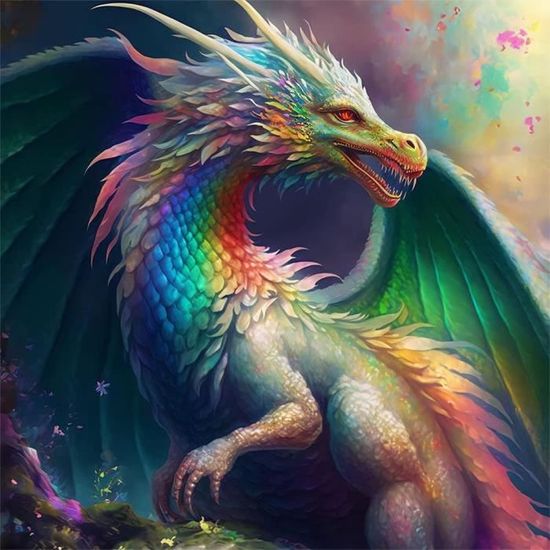 GDYEEH Kit Peinture Diamant 5D Dragon Coloré - DIY Art Du Diamant Fantaisie Complet Pour Adultes Et Débutants, 30x40 Cm