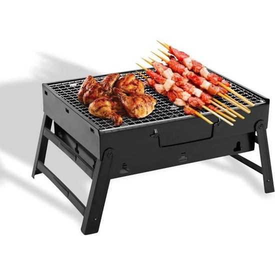 Barbecue à Charbon Portable 1PZ - Pliable, Petit Format, Kit BBQ Inclus - Idéal Camping