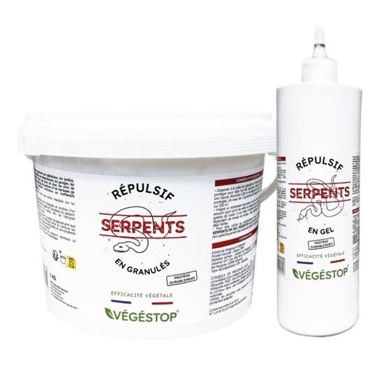 VEGESTOP Pack Promo Répulsif Serpents - 5 Kg Granulés + Gel 500 Ml - Protection Maximale Jardin, Maison Et Piscine