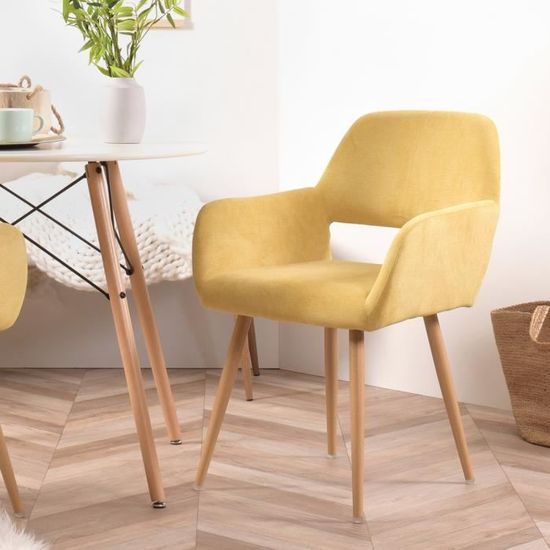 Furnish1 Fauteuil Chaise Tissu Jaune Pieds Metal Style Scandinave Salle A Manger Bureau Salon Chambre Achat Vente Chaise Tissu Et Metal Soldes Sur Cdiscount Des Le 20 Janvier Cdiscount