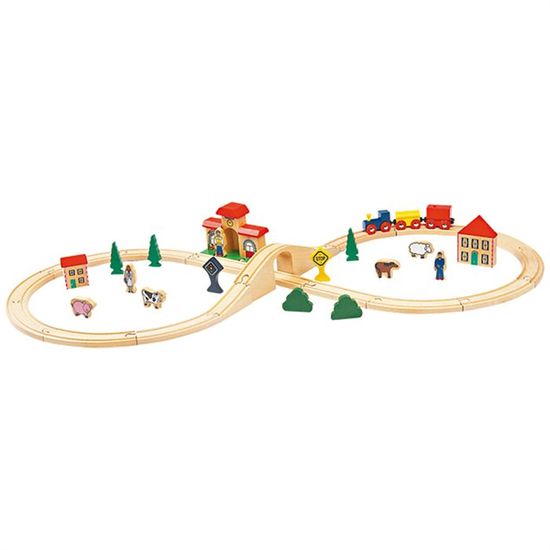 Train En Bois 113 Pièces Circuit Electrique Urbain - Jouet Éducatif Enfants Dès 3 Ans
