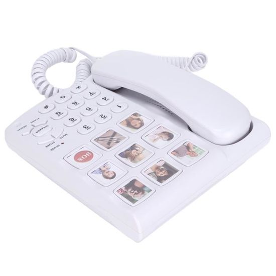 Garosa Téléphone à grosses touches LD‑858HF Téléphone fixe avec fil à
