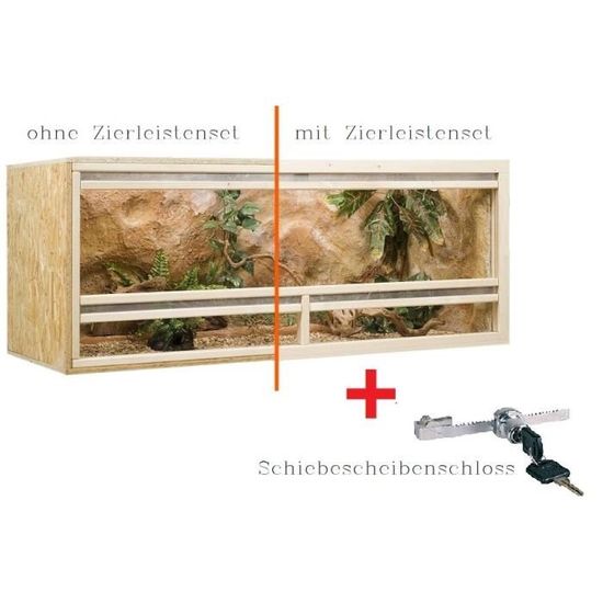 Terrarium OSB en bois 150 x 60 x 60 cm Ventilation frontale [sans garniture, avec pack de