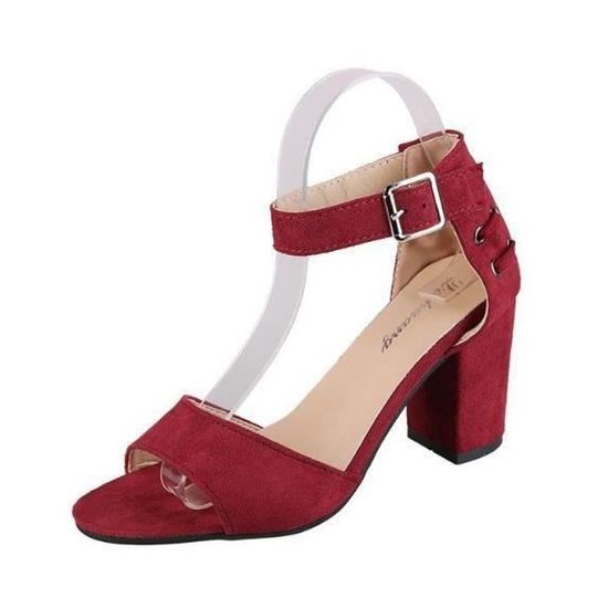 Sandales talons carrés rouge discount