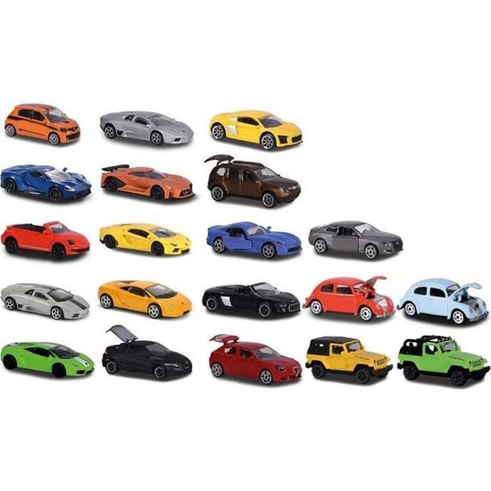 Coffret de 20 voitures miniatures MAJORETTE - Collections Street Car, SOS, Racing et Fiction - Echelle 1/64ème