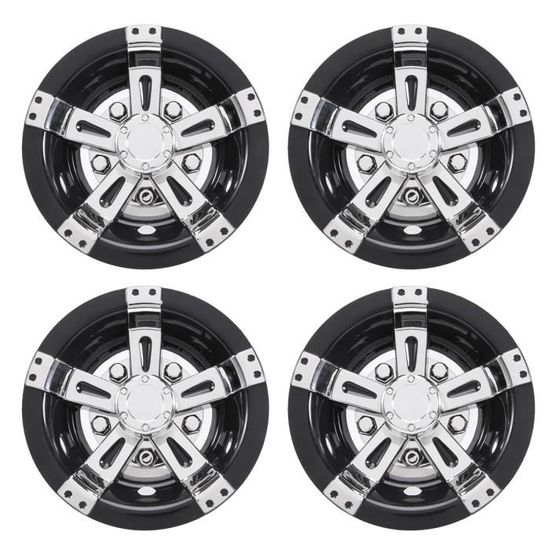 4 Enjoliveurs De Roue 8 Pouces Noir ABS - Pour Golf Cart E-Z-GO Et Club Car - Protection Jante Et Style Sportif