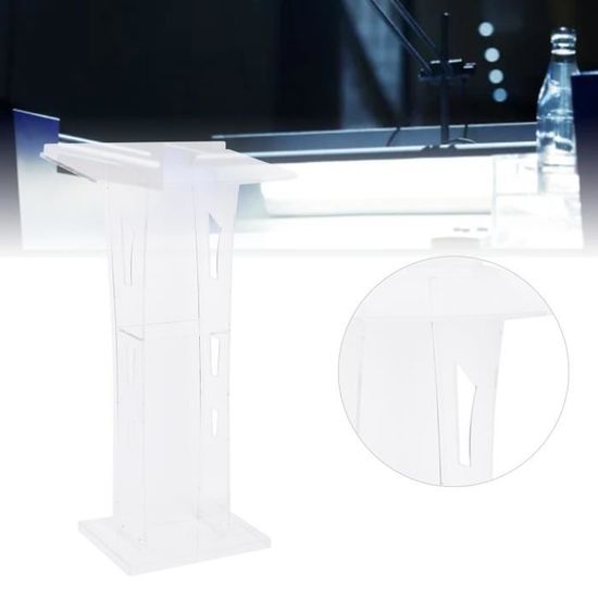 Podium En Acrylique Avec Support Métal - 60x40x108 Cm - Plan De Travail 10 Mm, Fente Pour Stylo - Pour Conférences, Églises, Mariages