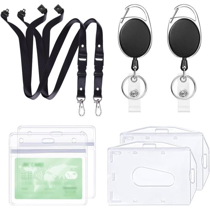 Porte-badge Et Porte-carte Transparent - Lot De 3 Avec Cordon - Marque PaiLeWei - Noir