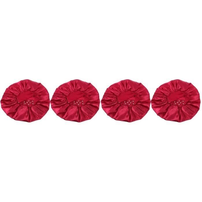 Lot de 4 bonnets de nuit doublés en satin pour femme