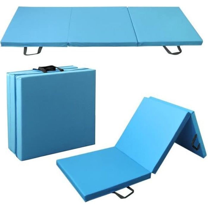 Tapis d’Exercices Pliant pour la Gym, Yoga, Tapis épais de Gymnastique pour Les Exercices d’entraînement, Fitness, Pilates - Bleu