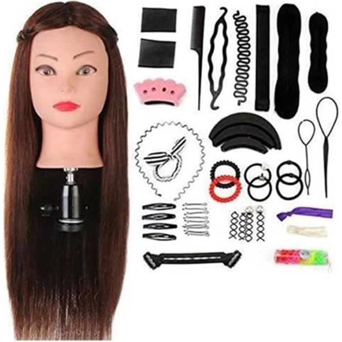 Tête À Coiffer Professionnelle Neverland Beauty 60cm Têtes d'exercice Coiffure Cosmétologie Pratique Mannequin Poupée Cheveux+ Titu