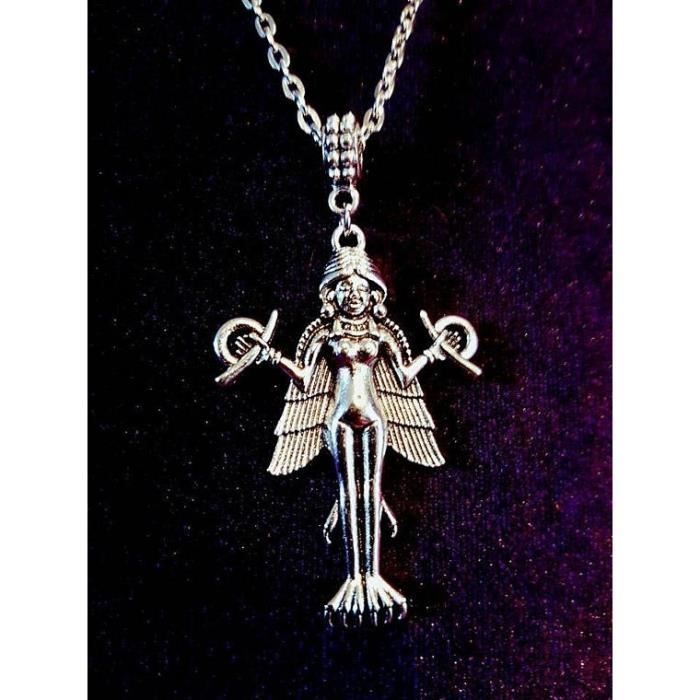Collier Pendentif Ishtar - Lilith Vampire Démon Démon Satanique Gothique Occulte Chemin Gauche Samael Inanna_argent