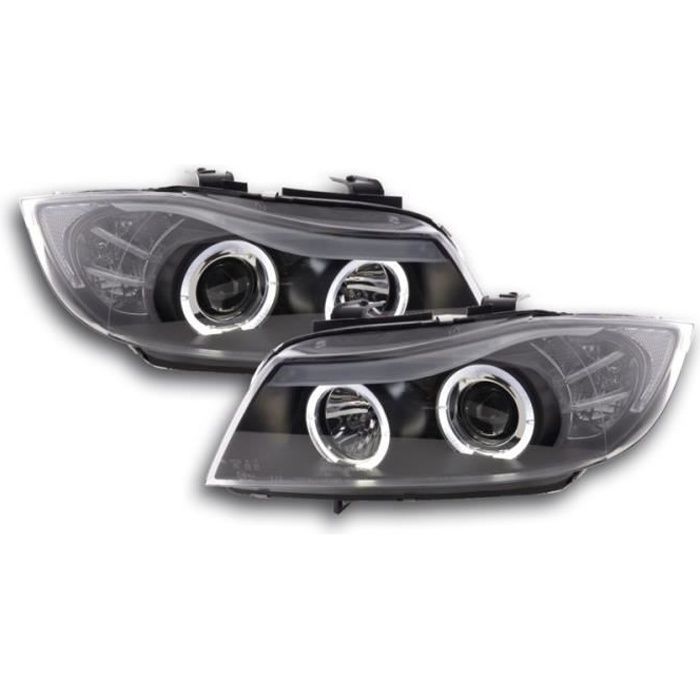 2 FEUX PHARE AVANT ANGEL EYES CCFL BLANC BMW SERIE 3 E90 E91 PHASE 1 DE 12/2004 A 09/2008