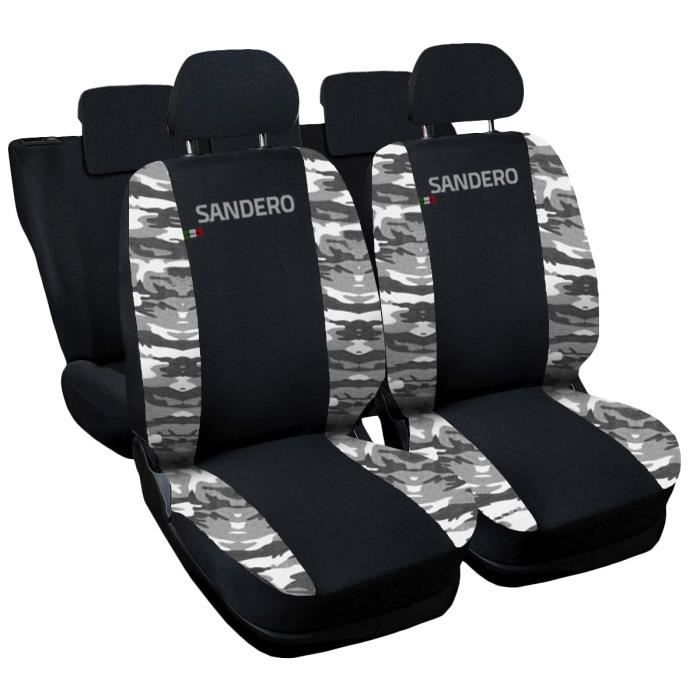 Housses de siège deux-colorés pour Dacia Sandero - noir cam clair