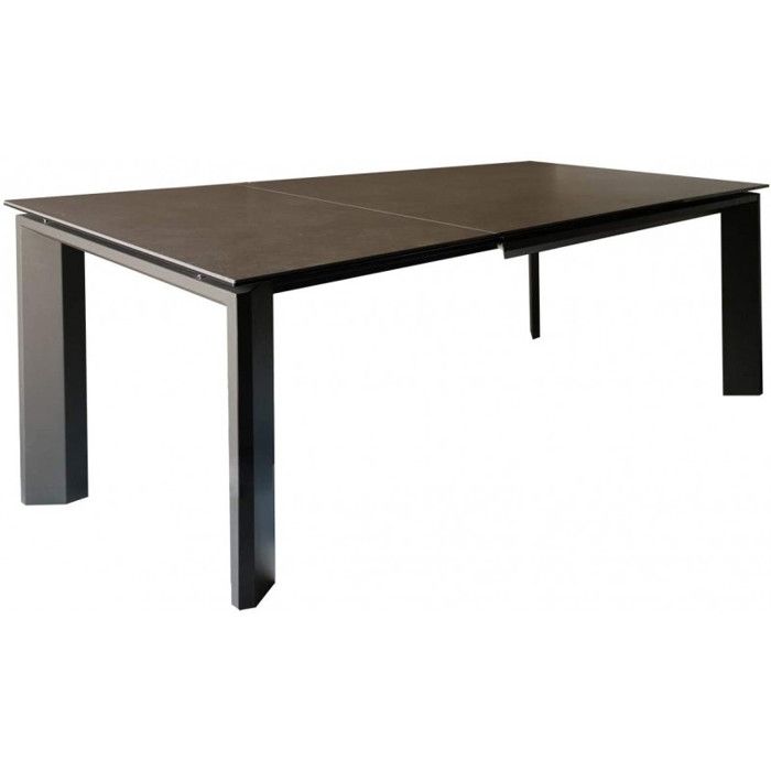 Table extensible 140/230 cm plateau céramique gris anthracite pieds acier - MATRIX