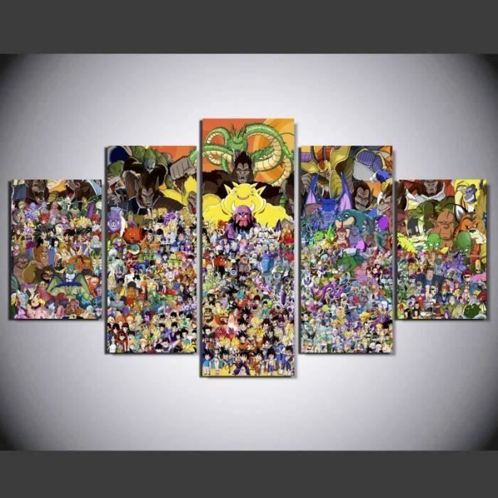 MOR 5 Pièces Dragon Ball Animés Personnages de Dessin Animé Accueil Mur Décor toile Photo Art Impression(pas étiré pas encadré)