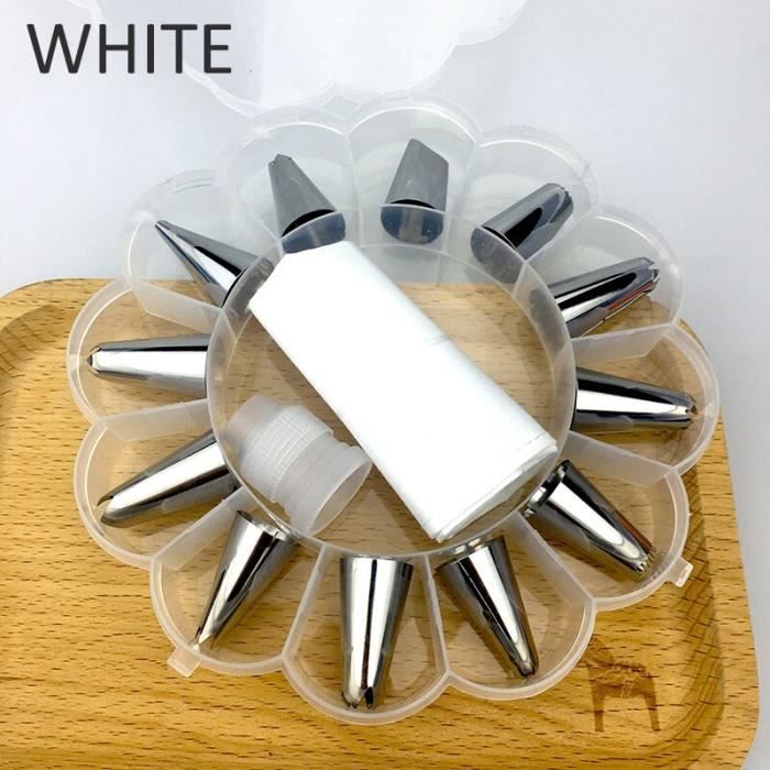 Convertisseur de buses en plastique accessoires de cuisine Accessoires de cuisine en acier inoxydable 14 pièces outils - Type WHITE