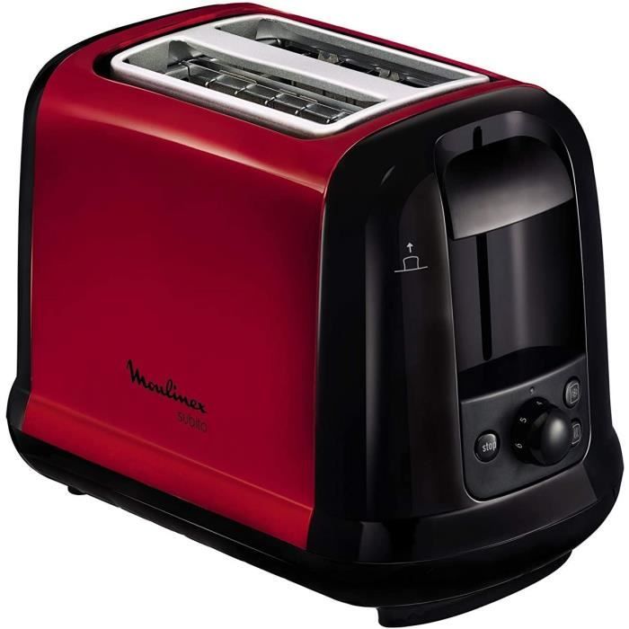 MOULINEX Subito Grille pain 2 fentes rouge toaster Thermostat 7 position Décongetaion Rechauffage Remontrée extra haute LT260D11