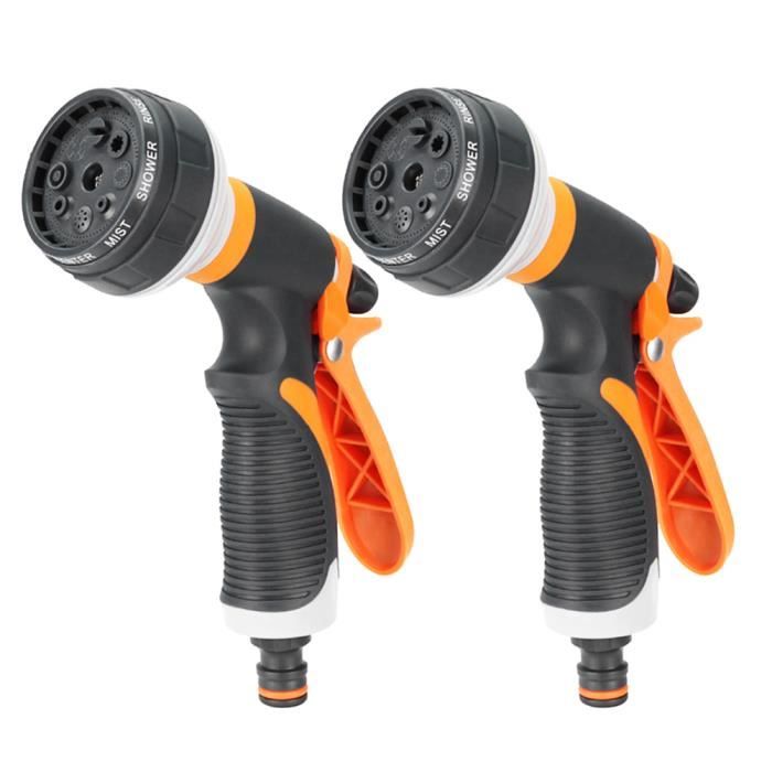 2Pcs Pistolet d'Arrosage Multifonctions Pulvérisateur à Main Haute Pression Buse de Pulvérisation de Tuyau Robuste 8 Modes Réglables