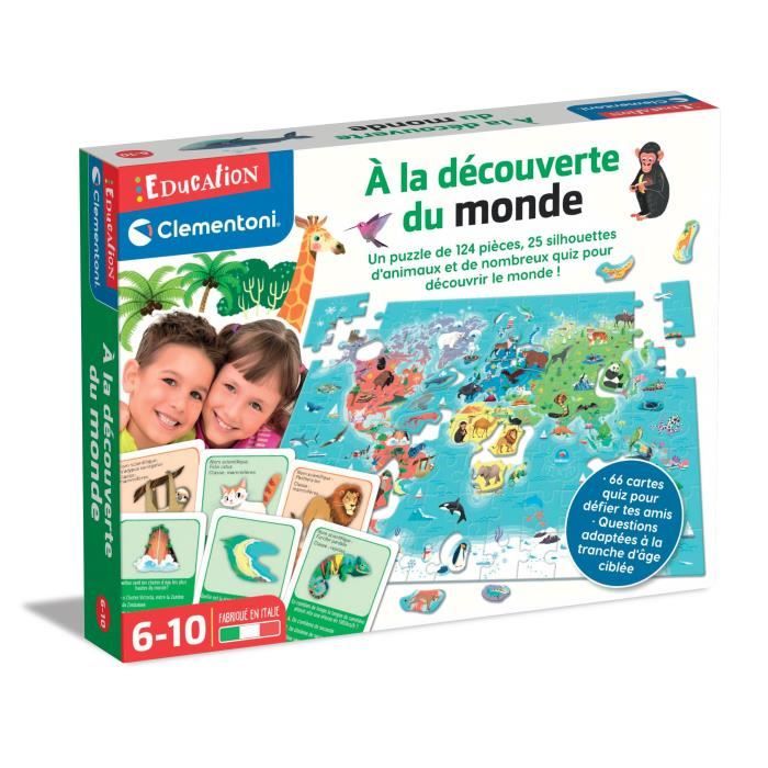 CLEMENTONI - PRESCHOOL GAMES - À la découverte du monde -52591. Dimensions : 37 x 28,1 x 5,5 CM