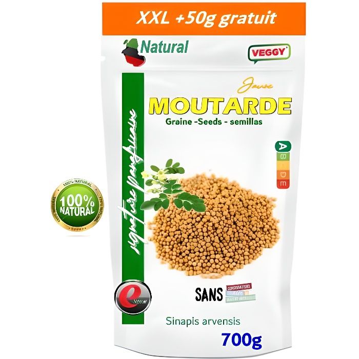 moutarde jaune en graines de 700g + 50g gratuits - Signature panafricaine