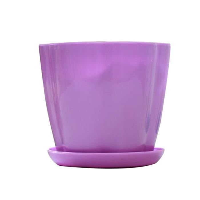 WEKA PP résine de type citrouille pot de fleurs plante succulente fleur pétale W-plateau de soucoupe Violet S