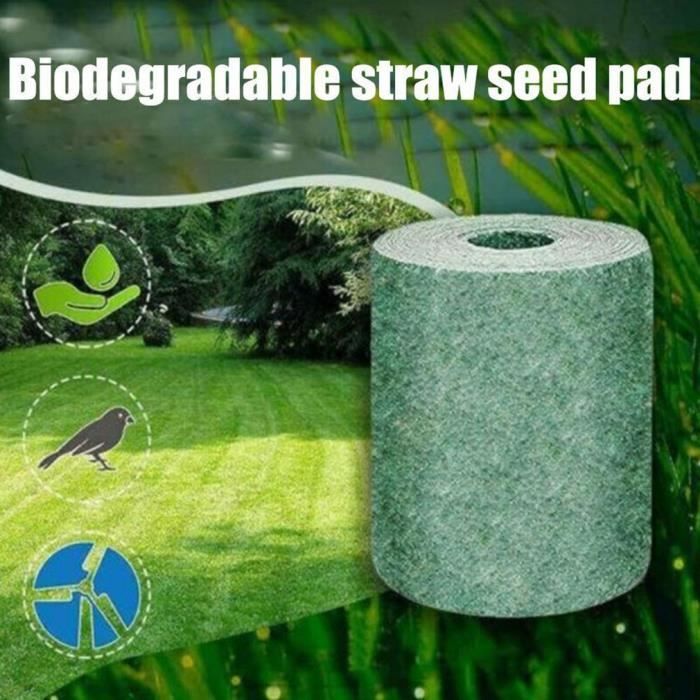 Tapis de mélange de graines d'herbe verte - Tapis de graines de gazon biodégradable - Réparation de points nus tout-en-un,1m*1m