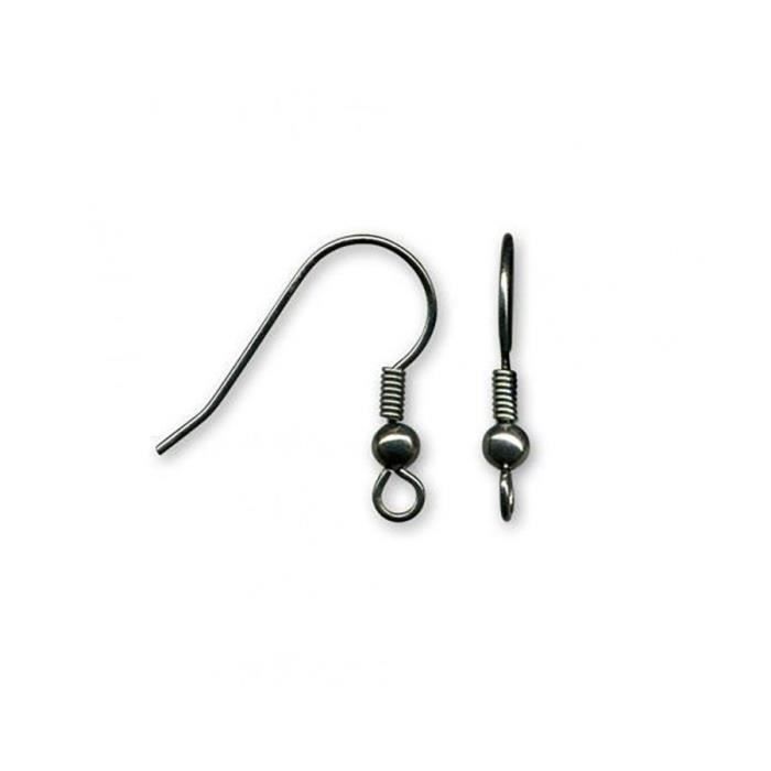 Accessoires création crochets boucle d'oreille attache boucles 16 mm 200 pièces Anthracite