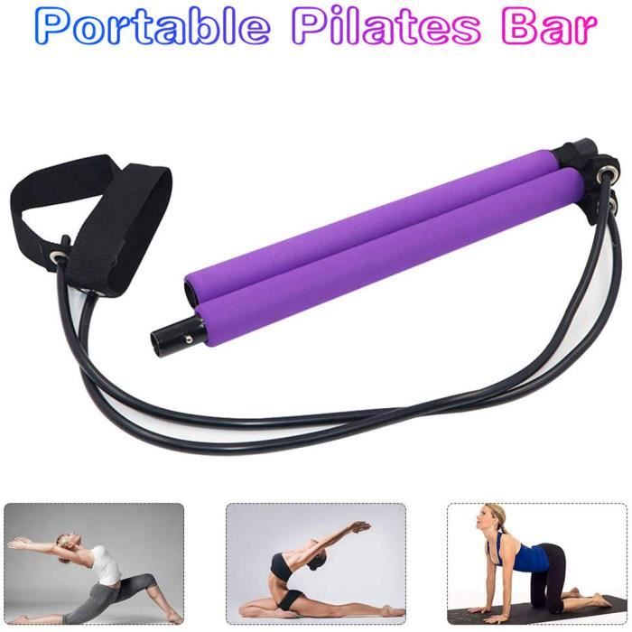 Kit de barre de Pilates portable avec bande de résistance Exercice de yoga Barre de Pilates avec boucle -Pourpre