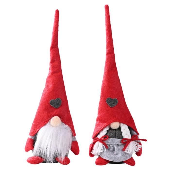 2 Pcs Sans Visage Père Noël Poupée De Décoration Bureau Ornement Fête Rouge Gris (Homme PERSONNAGES DE NOEL - ANIMAUX DE NOEL