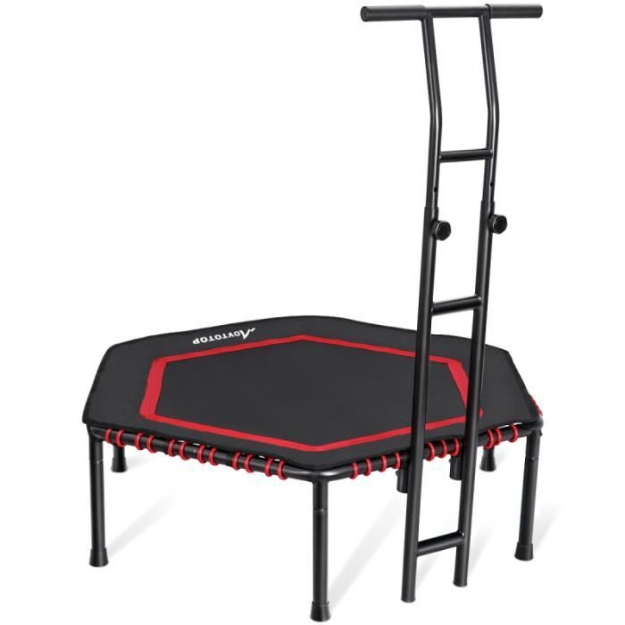 MOVTOTOP Trampoline d'entraînement de cardio pliable durable à six pans creux de 48 pouces avec main courante TRAMPOLINE FITNESS