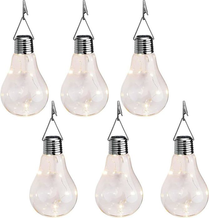 Lot de 6 bandes lumineuses solaires dextérieur (3 5 x 3 5 x 15 cm) 6 ampoules LED fil de cuivre étanche avec clips pour